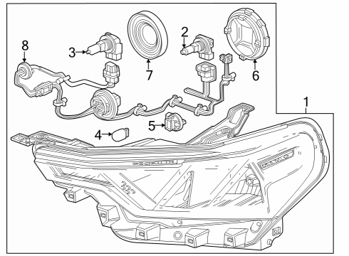2023 Chevy Colorado Headlamp Assembly, Front Passenger Side Diagram for 87818227
