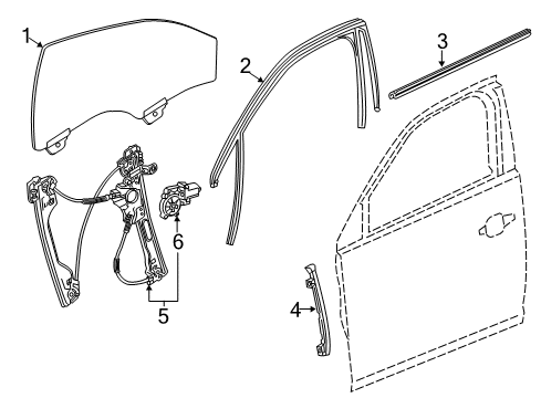 2020 Chevy Impala Front Door - Glass & Hardware Diagram