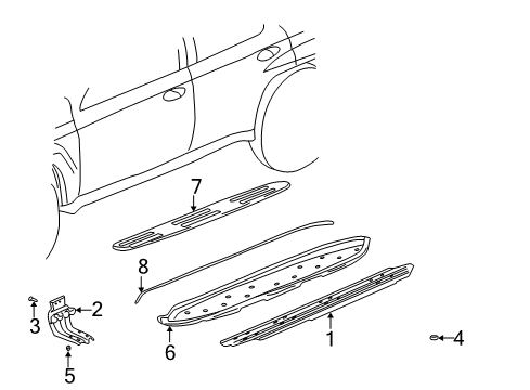 2004 Chevy Trailblazer Exterior Trim - Pillars, Rocker & Floor Diagram