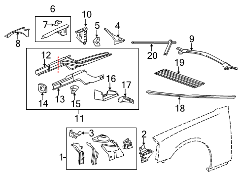 2014 Chevy Camaro Structural Components & Rails Diagram
