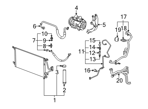 2007 Saturn Relay A/C Condenser, Compressor & Lines Diagram