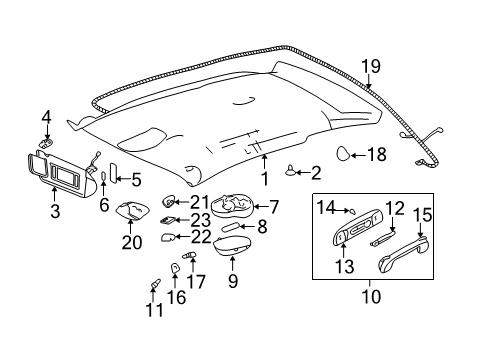 2001 Chevy Impala Courtesy Lamp Retainer Diagram for 10431663