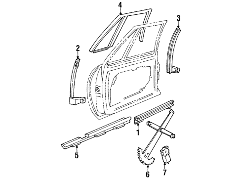 1999 Pontiac Bonneville Front Door - Glass & Hardware Diagram