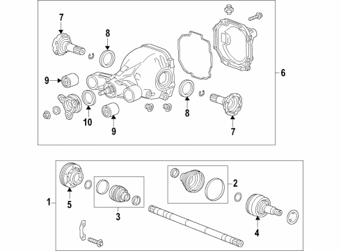 2022 Cadillac CT5 Rear Axle, Differential, Drive Axles, Propeller Shaft Diagram