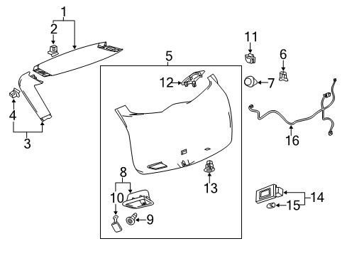 2012 Cadillac SRX Interior Trim - Lift Gate Diagram