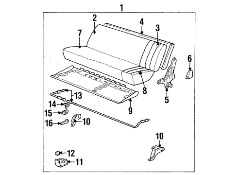 1990 GMC C3500 Rear Seat Components Diagram
