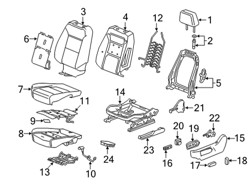 2022 GMC Sierra 3500 HD Driver Seat Components Diagram