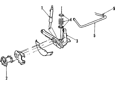 1984 Oldsmobile Toronado Rear Suspension Components, Lower Control Arm, Stabilizer Bar Diagram