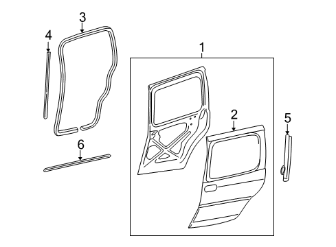 2005 Saturn Relay Side Loading Door - Door & Components Diagram