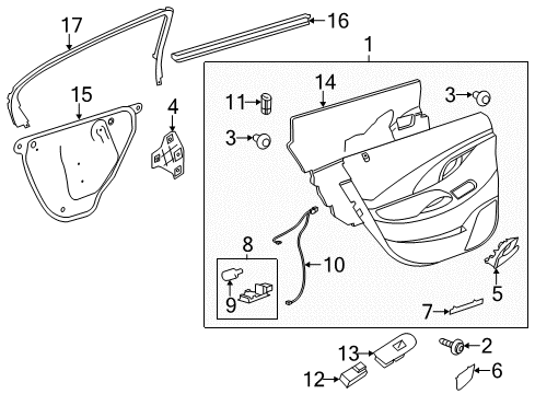 2014 Buick LaCrosse Interior Trim - Rear Door Diagram
