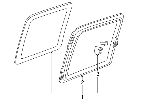 2006 Chevy Silverado 1500 Rear Door - Glass & Hardware Diagram