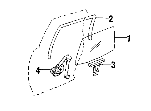 1993 Buick Century Rear Door - Glass & Hardware Diagram