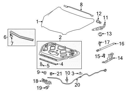 2017 Chevy Equinox Hood & Components Diagram