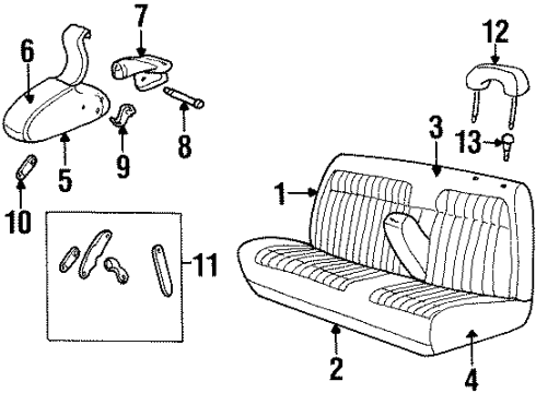 1994 GMC C3500 Front Seat Components Diagram