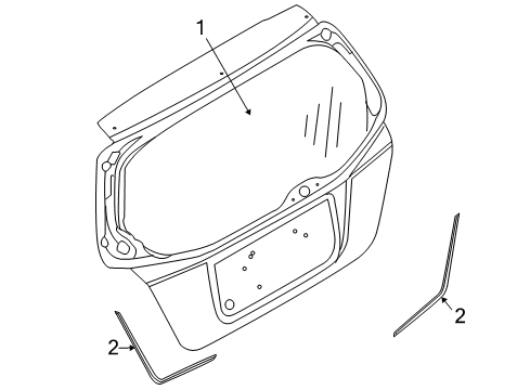 2010 Pontiac G3 Lift Gate - Glass & Hardware Diagram