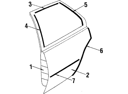 1987 Oldsmobile Firenza Body Side Molding, Driver Side Diagram for 20475381