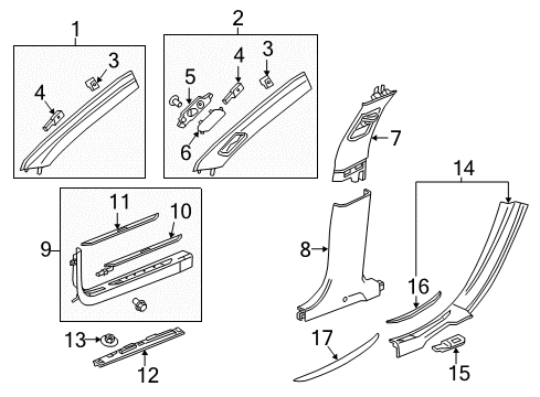 2018 Cadillac CT6 Interior Trim - Pillars, Rocker & Floor Diagram