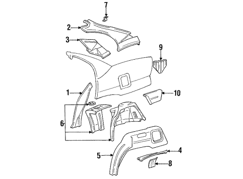 2000 Chevy Lumina Inner Structure - Quarter Panel Diagram