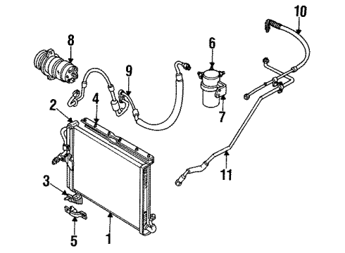 1994 Oldsmobile Cutlass Cruiser A/C Condenser, Compressor & Lines Diagram