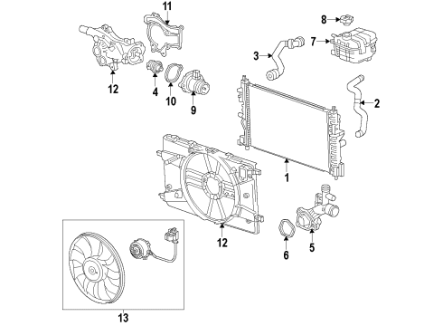 2015 Chevy Sonic Thermostat Housing Diagram for 25200455