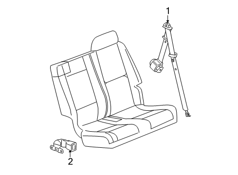 2012 Cadillac Escalade ESV Rear Seat Belts Diagram