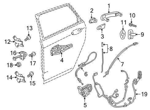 2020 Buick Regal TourX Rear Door - Lock & Hardware Diagram
