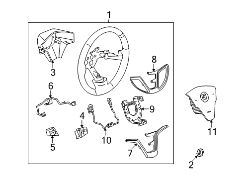 2009 Saturn Vue Steering Column, Steering Wheel & Trim Diagram 7 - Thumbnail