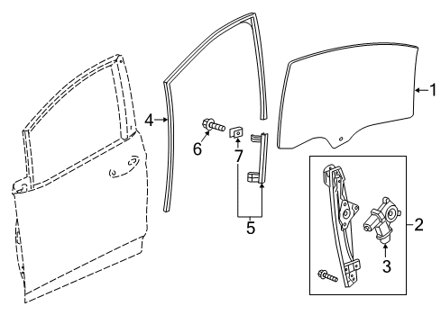 2020 Chevy Bolt EV Window Motor, Front Passenger Side Diagram for 42614095