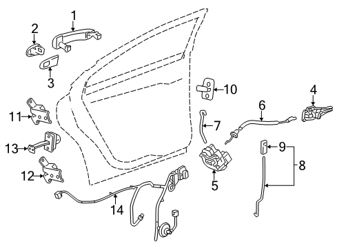 2012 Chevy Volt Rear Door - Lock & Hardware Diagram