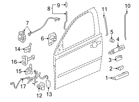 2006 Pontiac G6 Front Door - Lock & Hardware Diagram