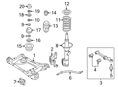 2006 Pontiac GTO Front Suspension Components, Lower Control Arm, Stabilizer Bar Diagram