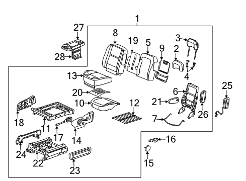 2007 Saturn Relay Front Seat Components Diagram 1 - Thumbnail