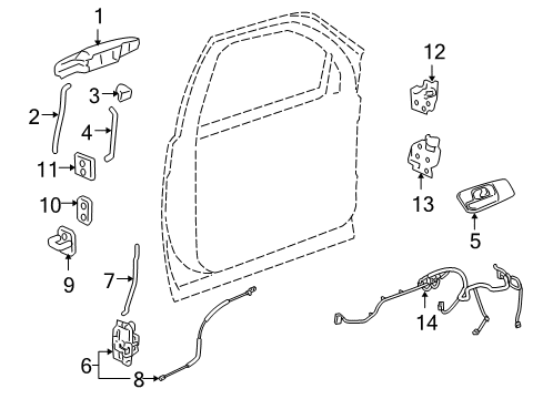2012 Cadillac Escalade Front Door - Lock & Hardware Diagram