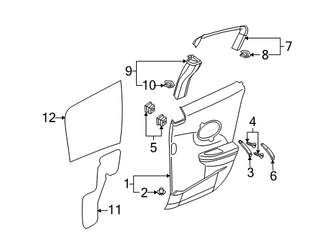 2006 Saturn Ion Interior Trim - Rear Door Diagram