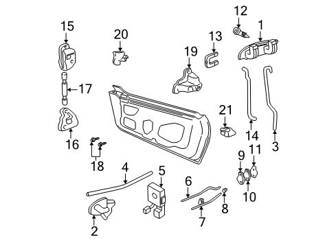 1999 Pontiac Sunfire Door - Lock & Hardware Diagram