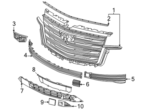 2022 Cadillac Escalade Grille & Components Diagram 1 - Thumbnail