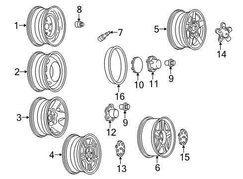2002 Chevy S10 Wheels, Covers & Trim Diagram