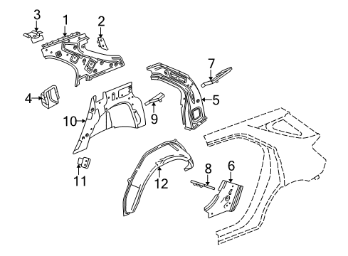 2017 Chevy Equinox Inner Structure - Quarter Panel Diagram