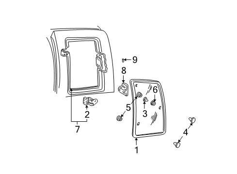 1999 GMC C3500 Side Glass Diagram