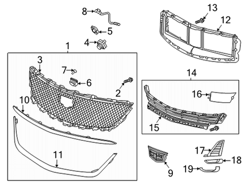 2020 Cadillac CT5 Grille & Components Diagram 4 - Thumbnail