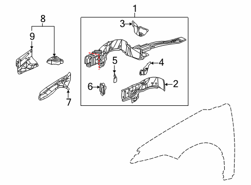 2006 Saturn Ion Structural Components & Rails Diagram