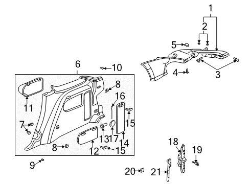 2001 Pontiac Aztek Interior Trim - Quarter Panels Diagram 4 - Thumbnail