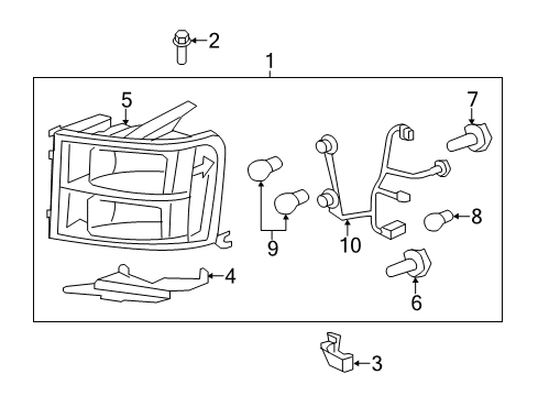 2012 GMC Sierra 2500 HD Headlamp Components Diagram