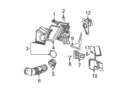 2007 Cadillac CTS Mass Air Flow Sensor Diagram for 19330122