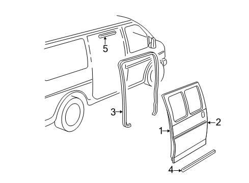 2003 GMC Savana 1500 Side Loading Door - Door & Components Diagram 2 - Thumbnail