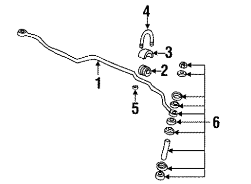 1994 Pontiac Grand Am Stabilizer Bar & Components - Front Diagram