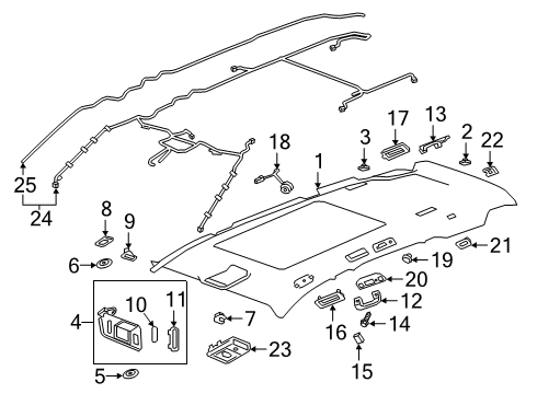 2024 Cadillac XT6 Interior Trim - Roof Diagram