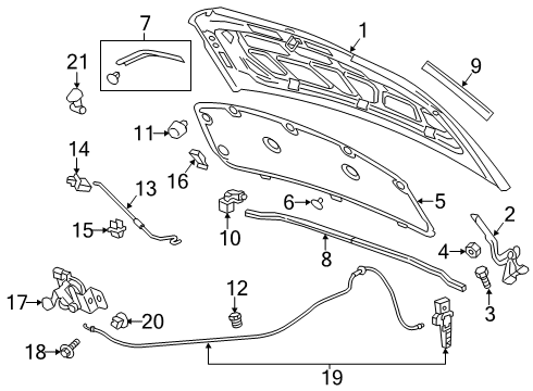 2017 Chevy Sonic Hood & Components Diagram