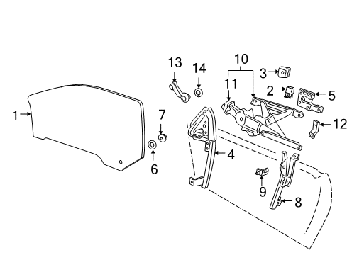 1999 Chevy Cavalier Door - Glass & Hardware Diagram