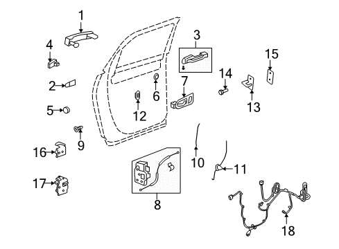 2012 Buick Enclave Rear Door - Lock & Hardware Diagram